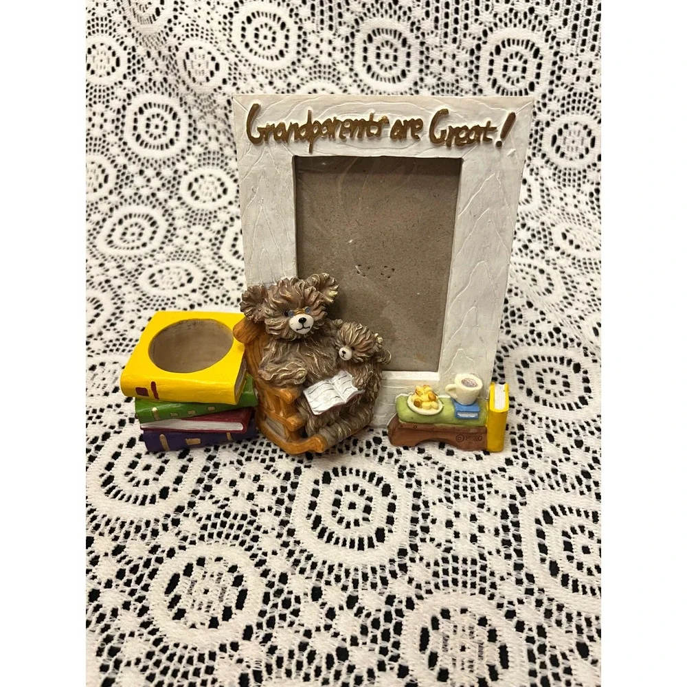 Vintage Resin Teddy Bear Grandparents Picture Frame | Nursery
